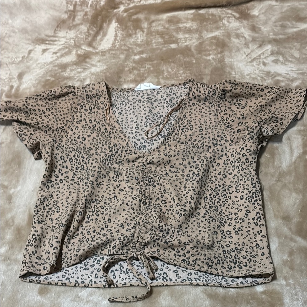 Leopard Print Tie-Front Top